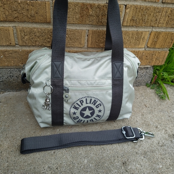 Kipling Dynamic Silver Sage Grey Art Mini Satchel Crossbody - Picture 3 of 15